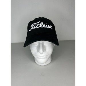 Titleist Black Strap Back Cap Dad Hat Golf Adjustable Cotton White Embroidery